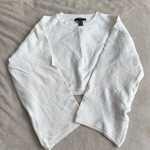 Forever 21 Cream Ribbed Crew Neck Sweater